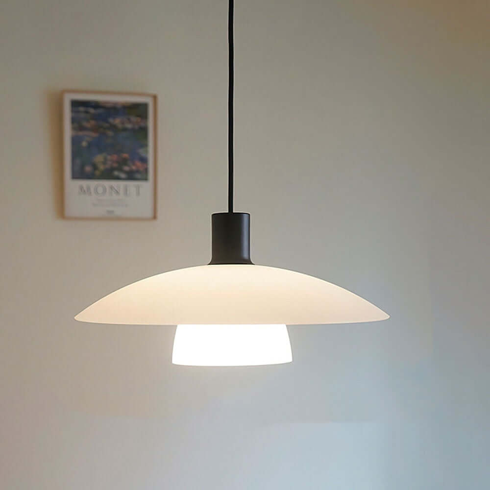 Minimalistyczna Lampa Wisząca z Białego Hartowanego Szkła