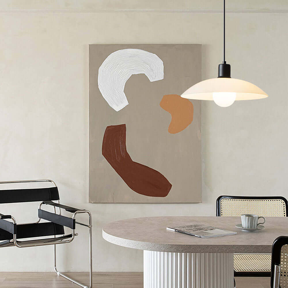 Minimalistyczna Lampa Wisząca z Białego Hartowanego Szkła