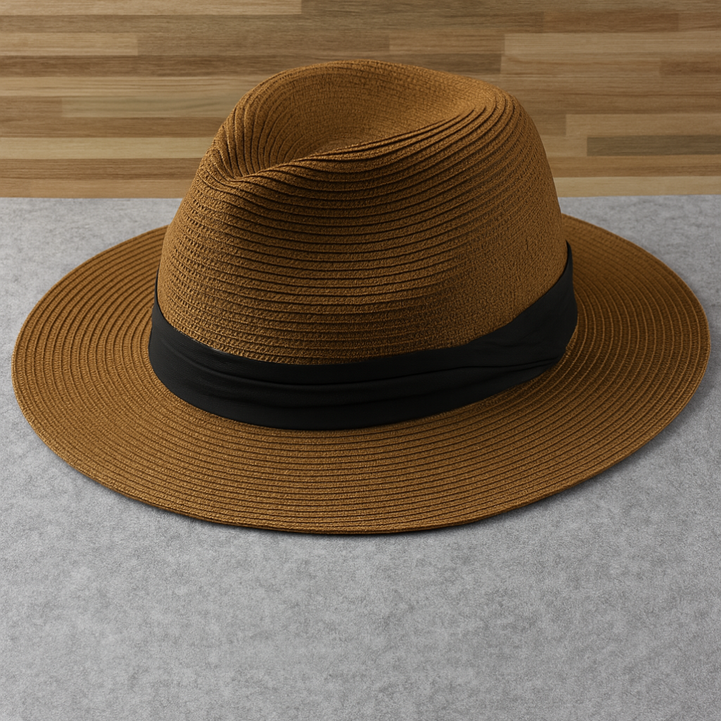 Chapeau Panama en paille toquilla beige, large bord, style élégant et intemporel, idéal pour protection solaire et mode estiv