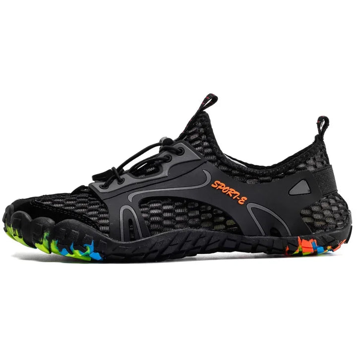 Antypoślizgowe buty wodne uniseks, szybkoschnące, czarne, lekkie do przygód na lądzie i w wodzie.