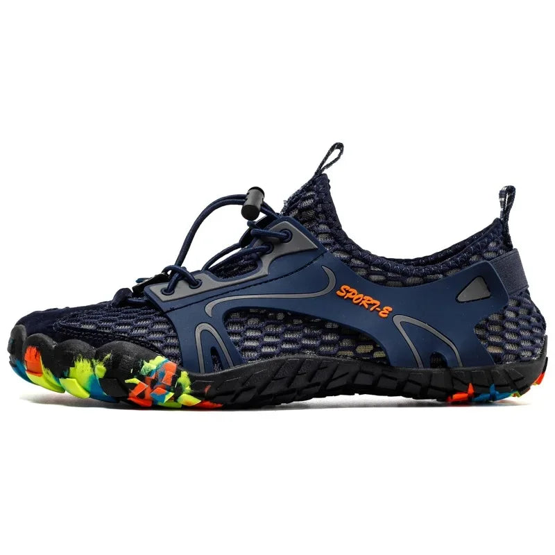 Antypoślizgowe buty wodne uniseks, szybkoschnące, czarne, lekkie do przygód na lądzie i w wodzie.