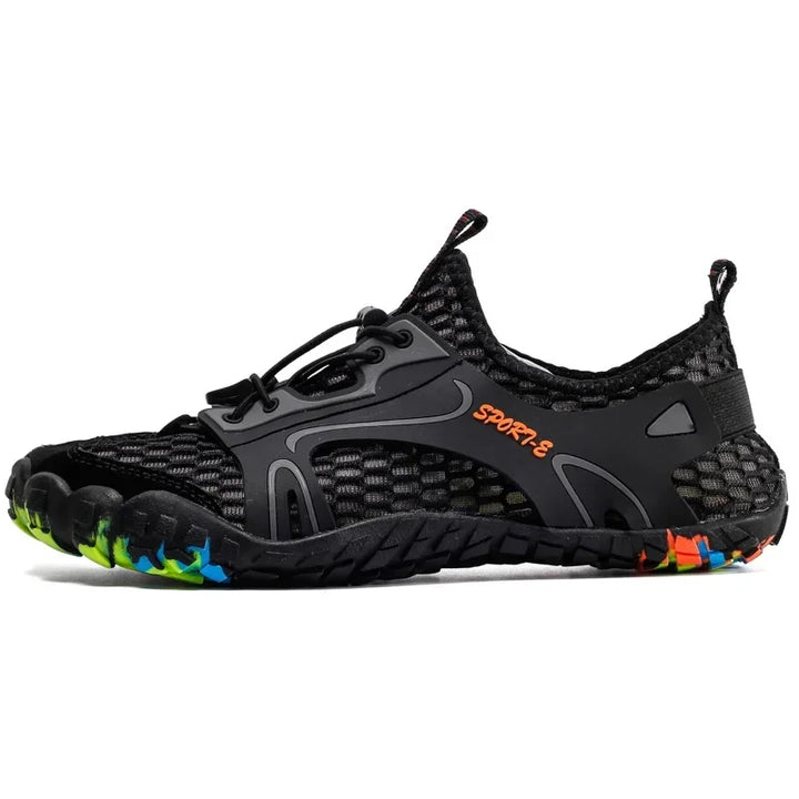 Antypoślizgowe buty wodne uniseks, szybkoschnące, czarne, lekkie do przygód na lądzie i w wodzie.
