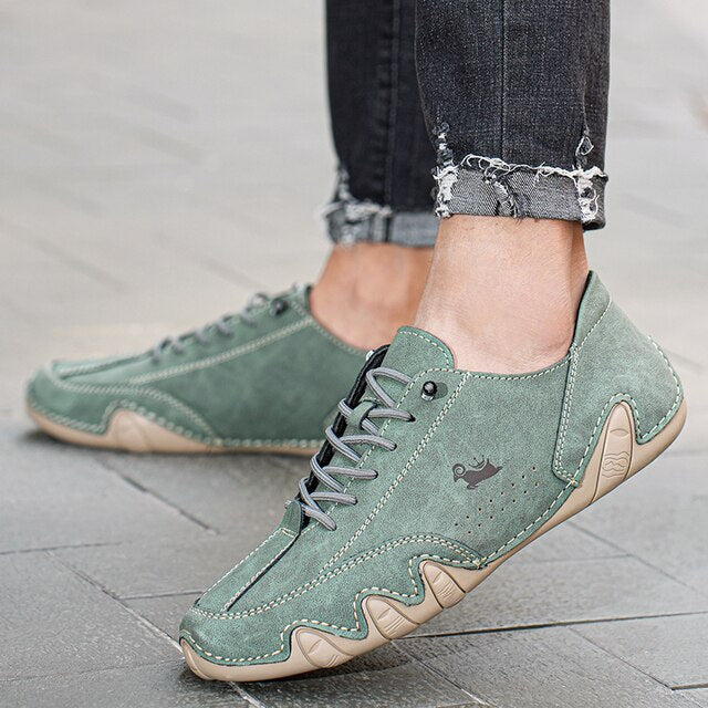 Unisexowe skórzane buty barefoot, brązowe, z elastyczną i antypoślizgową podeszwą dla komfortu i naturalnego ruchu