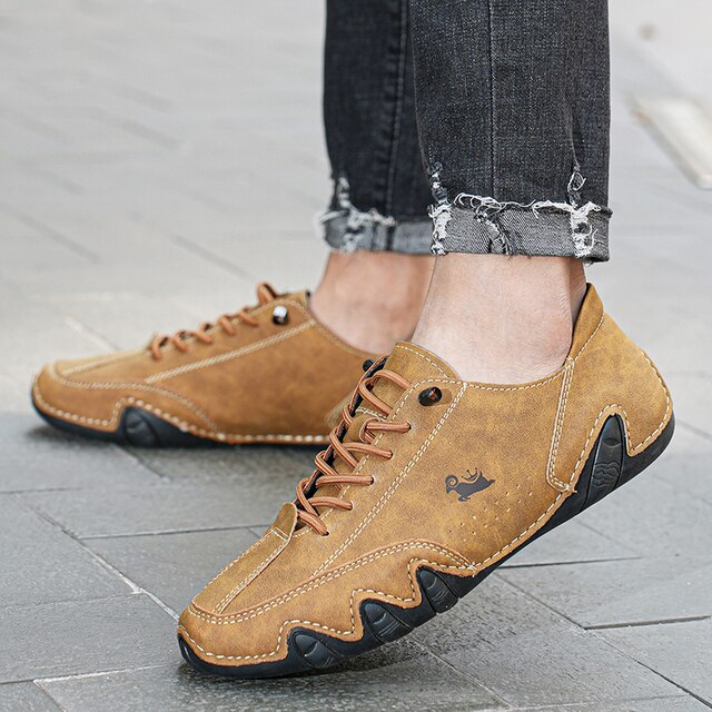 Unisexowe skórzane buty barefoot, brązowe, z elastyczną i antypoślizgową podeszwą dla komfortu i naturalnego ruchu