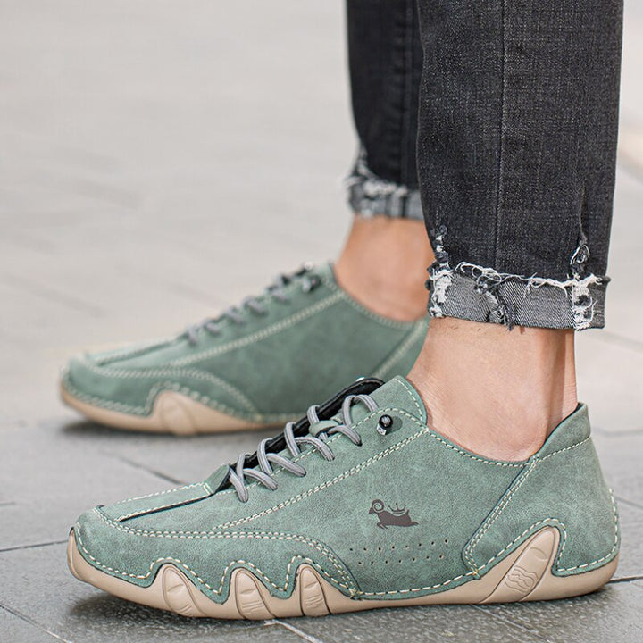 Unisexowe skórzane buty barefoot, brązowe, z elastyczną i antypoślizgową podeszwą dla komfortu i naturalnego ruchu