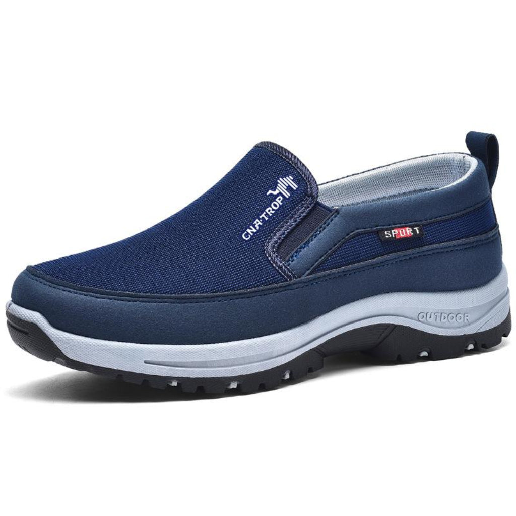 Męskie buty ortopedyczne do chodzenia z oddychającą cholewką z siateczki, amortyzowaną podeszwą, zapewniające komfort i optymalne wsparcie.