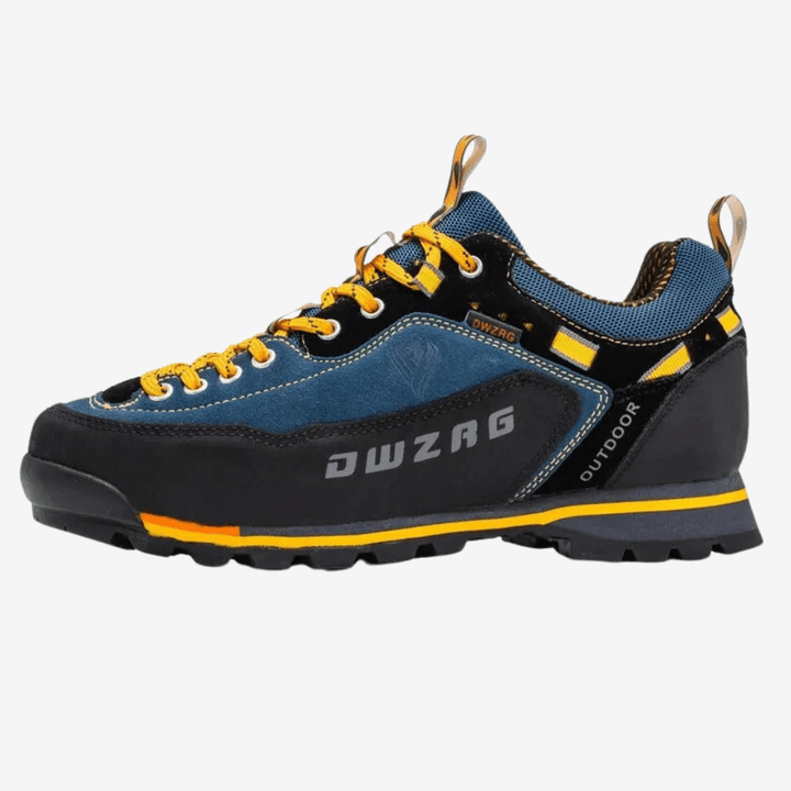 Męskie buty trekkingowe niskie, wodoodporne, z anatomicznym wsparciem, wytrzymałą cholewką i gumową podeszwą.