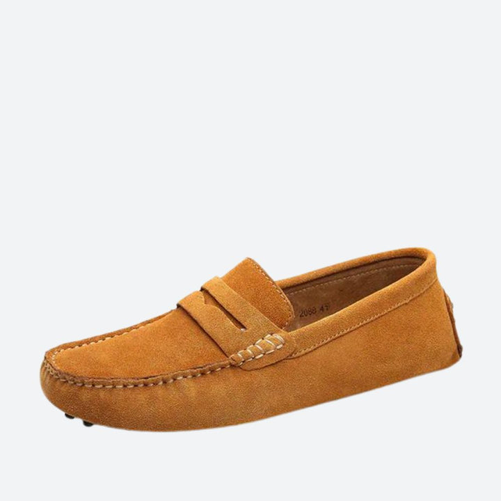 Brązowe litchi eleganckie buty skórzane męskie, widok z boku.