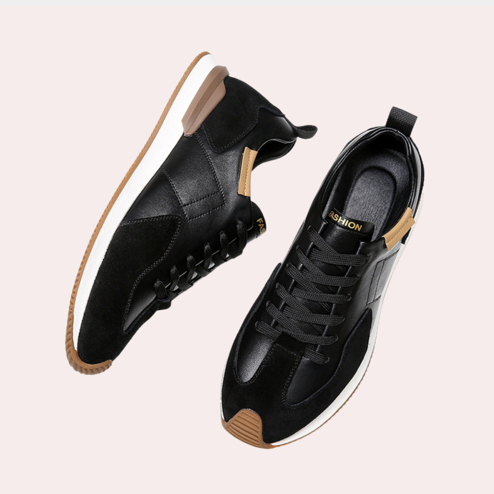 Eleganckie czarne buty męskie, skandynawski design, oddychające, wygodne, idealne na każdą okazję.