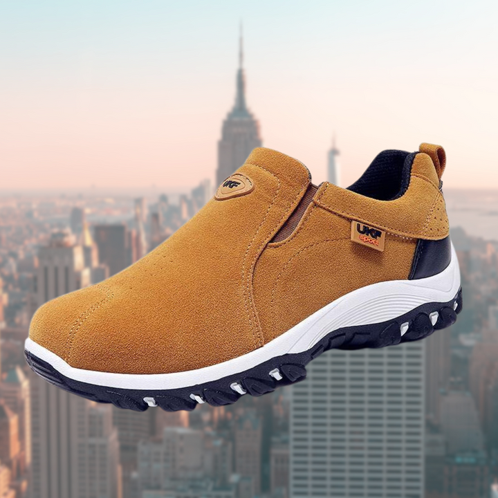 Ortopedyczne buty wsuwane dla mężczyzn z ergonomicznym wsparciem, idealne do noszenia na co dzień.