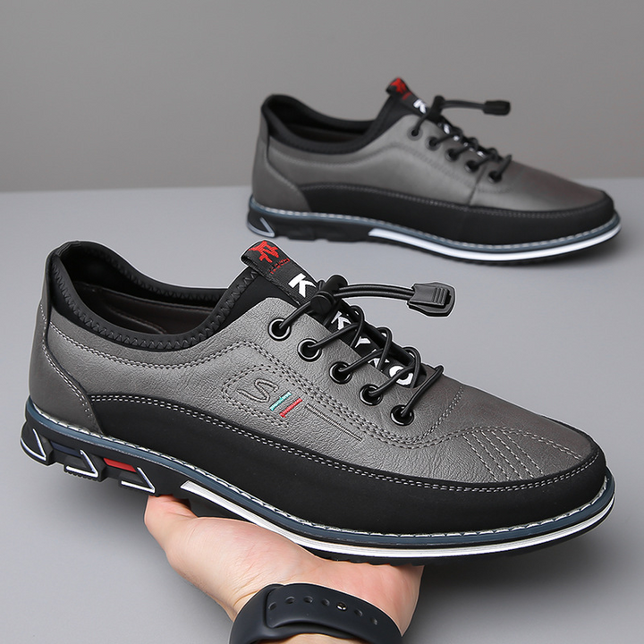Karmelowe męskie buty Oxford, nowoczesny design, okrągły nosek, sznurowane. Eleganckie i wygodne na formalne okazje.