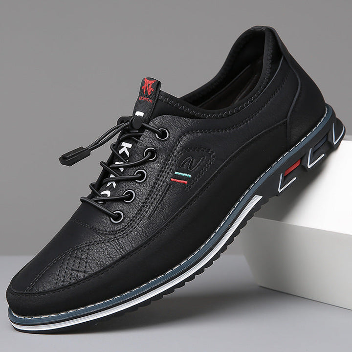 Karmelowe męskie buty Oxford, nowoczesny design, okrągły nosek, sznurowane. Eleganckie i wygodne na formalne okazje.