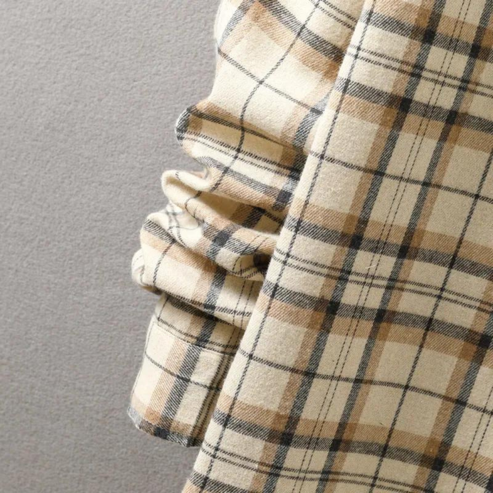 Luksusowa męska koszula w kratę, elegancka i wygodna, z mieszanki bawełny, idealna do casualowego, chic stylu.