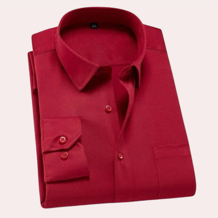Chemise classique infroissable homme rose, coupe ajustée, tissu respirant, élégante et polyvalente, sans repassage.