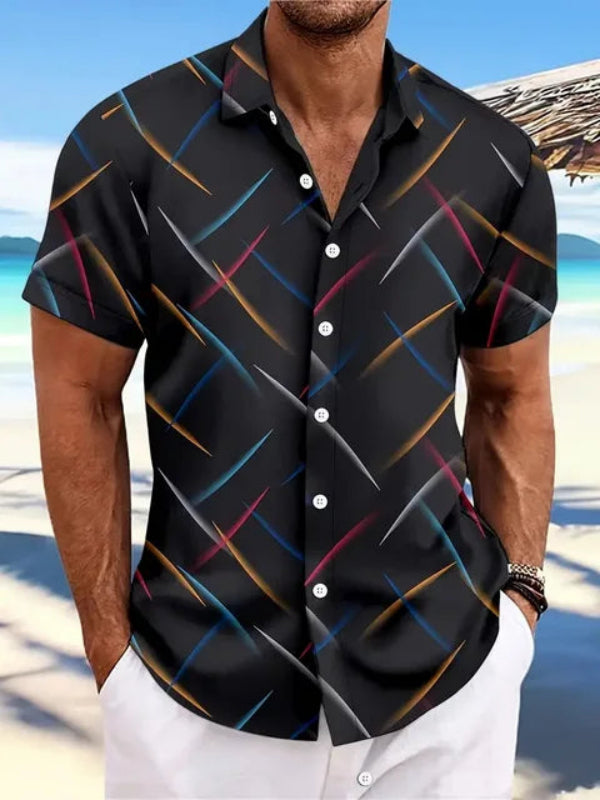 Chemise en lin noire élégante pour homme, design classique, parfaite pour tenues décontractées ou professionnelles.