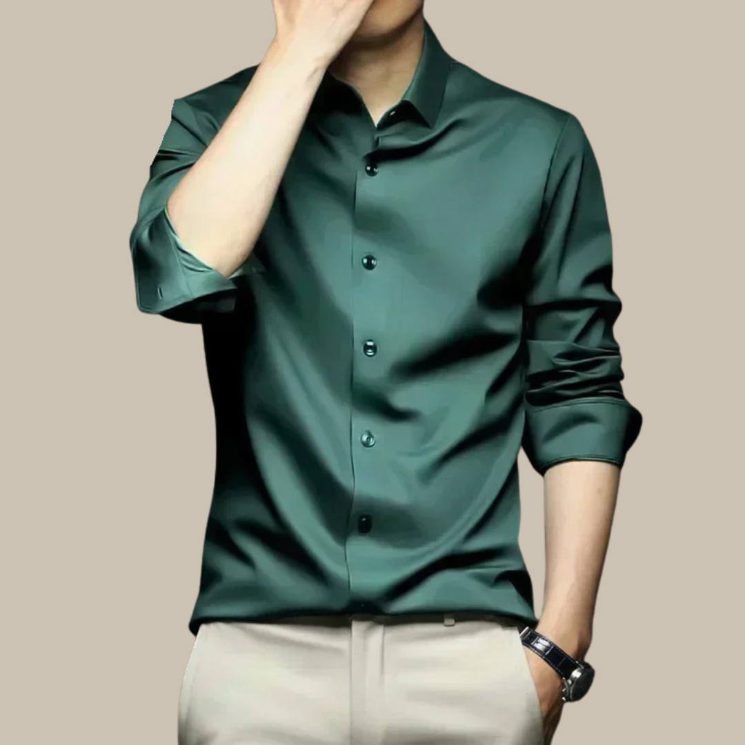 Męska koszula jedwabna, elegancka i wygodna, dostępna w wielu kolorach, idealna do stworzenia szykownego i wyrafinowanego wyglądu. Przegląd dostępnych kolorów.