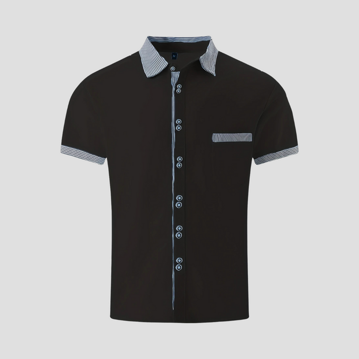 Męska koszula letnia, bawełniana, casualowa, z krótkim rękawem i kontrastowymi wykończeniami, stylowa i komfortowa na lato