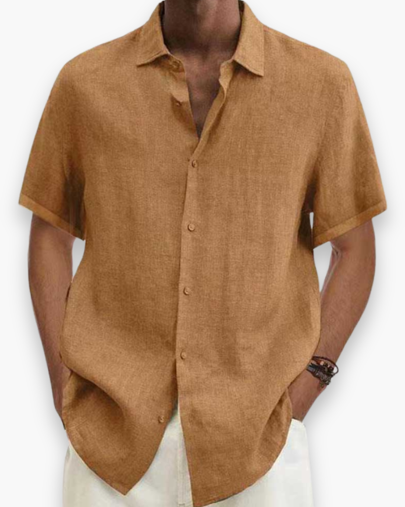 Męska biała koszula na lato, oddychająca tkanina, stylowy i uniwersalny design.