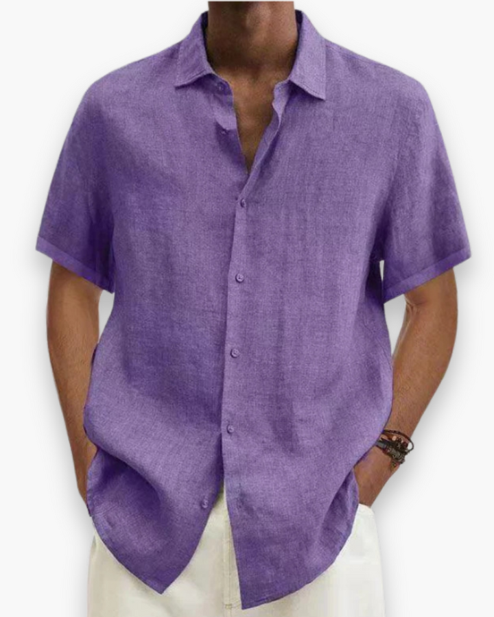 Męska koszula codzienna, biała, z krótkim rękawem, idealna na swobodne wyjścia i do pracy.