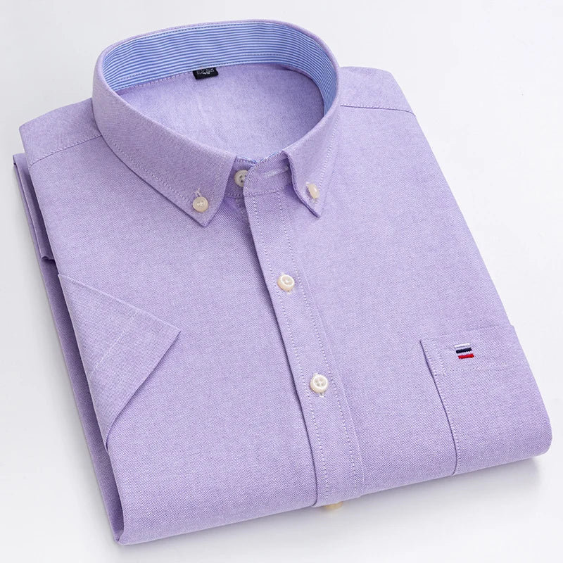 Elegancka koszula męska z krótkim rękawem w kratę, nowoczesny styl, 100% bawełna dla komfortu i wyrafinowania.