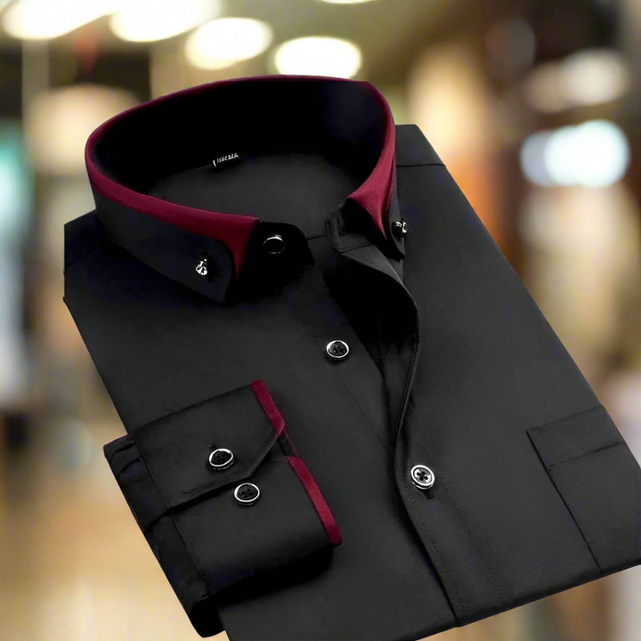 Elegancka męska koszula z długim rękawem, dopasowany krój, komfortowa i stylowa na każdą okazję