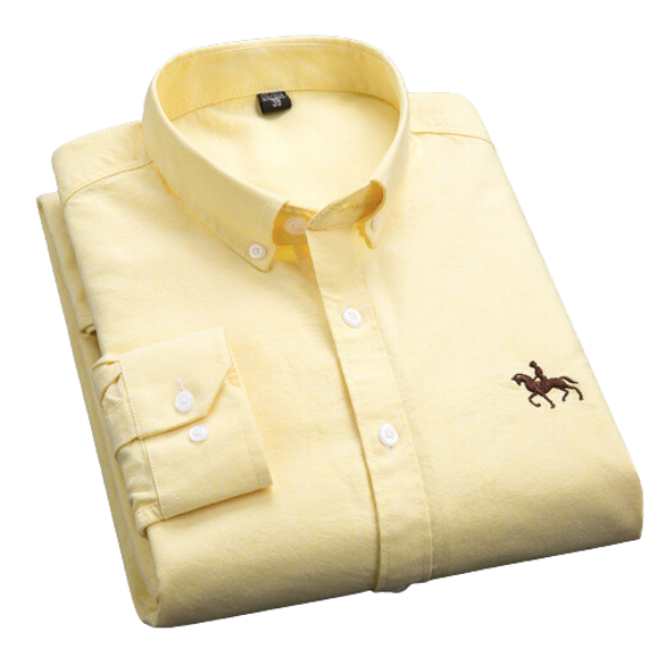 Elegancka i wygodna męska koszula z długim rękawem, niebieski materiał, idealna na profesjonalne i codzienne okazje.