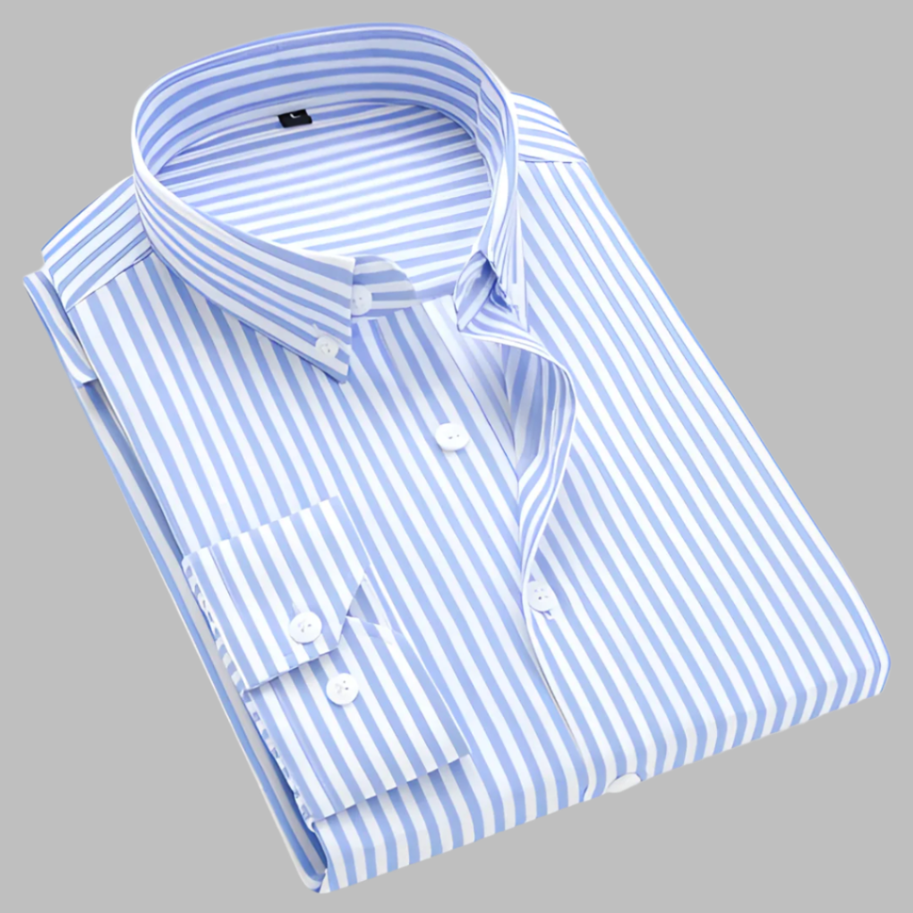 Chemise Oxford à carreaux pour homme en coton, motif bleu et blanc, col boutonné, manches longues, poche poitrine.