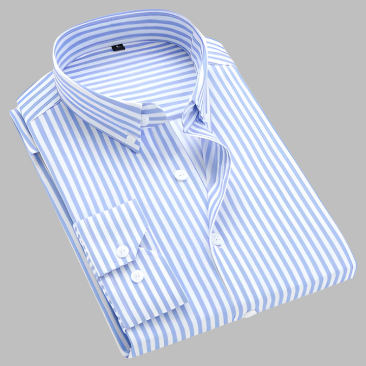 Chemise Oxford à carreaux pour homme en coton, motif bleu et blanc, col boutonné, manches longues, poche poitrine.