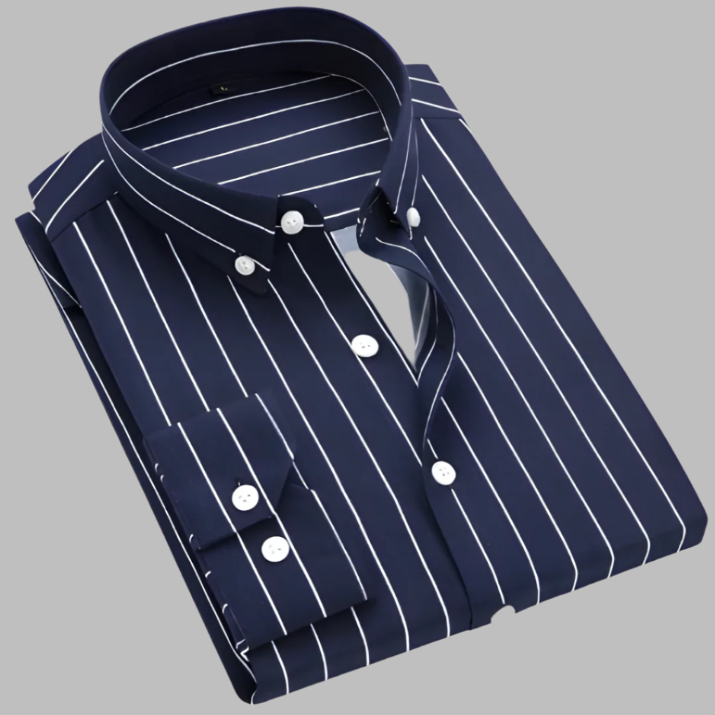 Chemise Oxford à carreaux pour homme en coton, motif bleu et blanc, col boutonné, manches longues, poche poitrine.