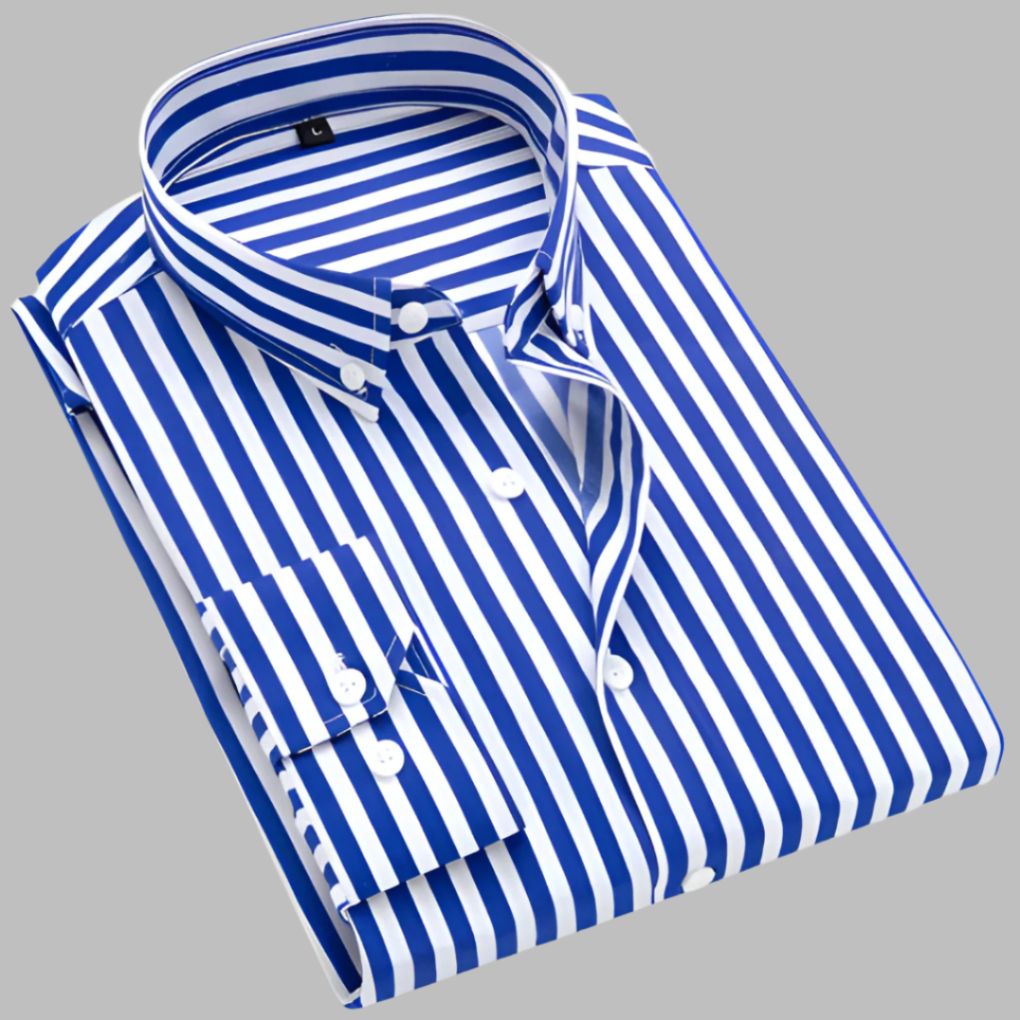 Chemise Oxford à carreaux pour homme en coton, motif bleu et blanc, col boutonné, manches longues, poche poitrine.