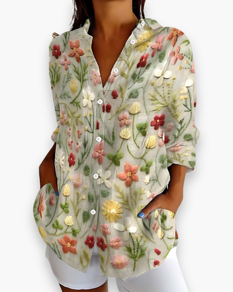 Elegancka koszula damska z modnym nadrukiem, szykowny i wygodny styl, wszechstronny do stylizacji casualowych i eleganckich.