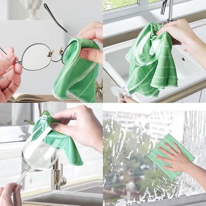 Bambusowa ściereczka ultra chłonna do ekologicznego sprzątania, idealna do luster, szkła, drewna i stali nierdzewnej.