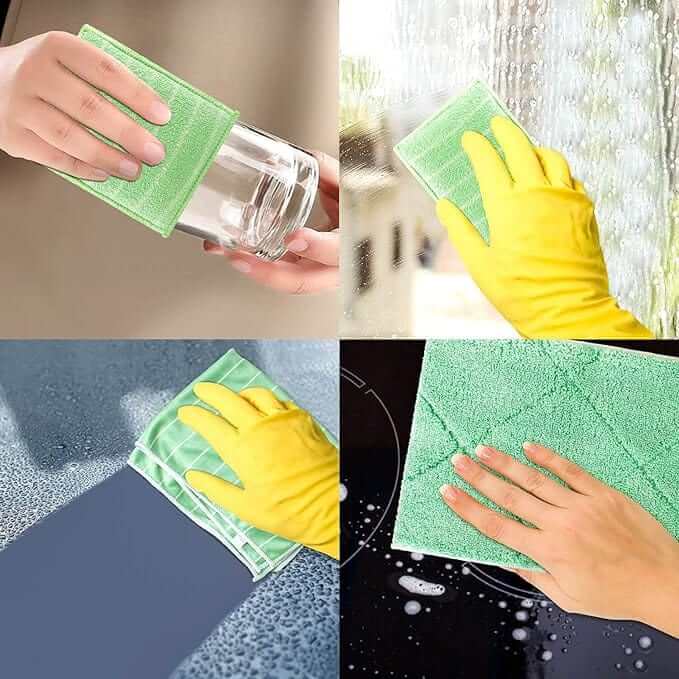 Bambusowa ściereczka ultra chłonna do ekologicznego sprzątania, idealna do luster, szkła, drewna i stali nierdzewnej.