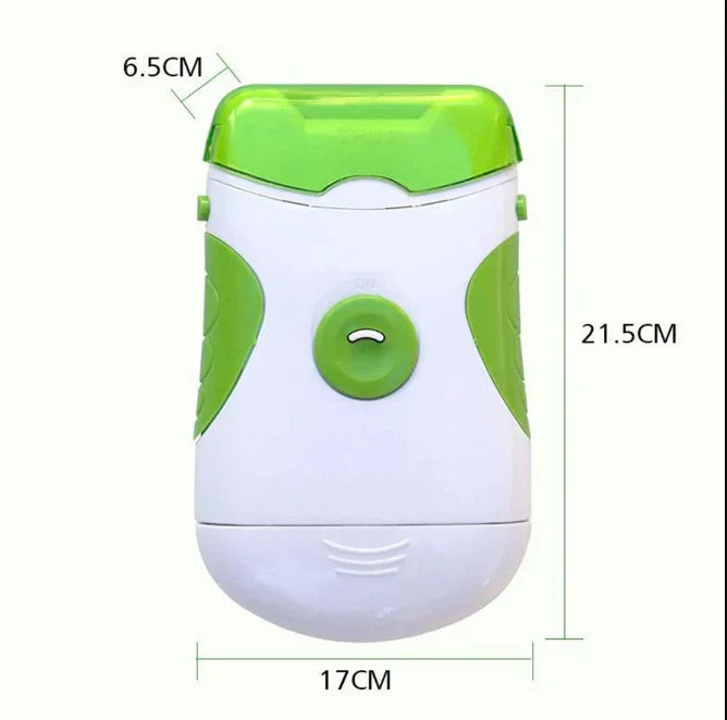 Elektryczny obcinacz i pilnik do paznokci, nowoczesny szaro-srebrny akcesorium, precyzyjna i gładka pielęgnacja paznokci w domu.