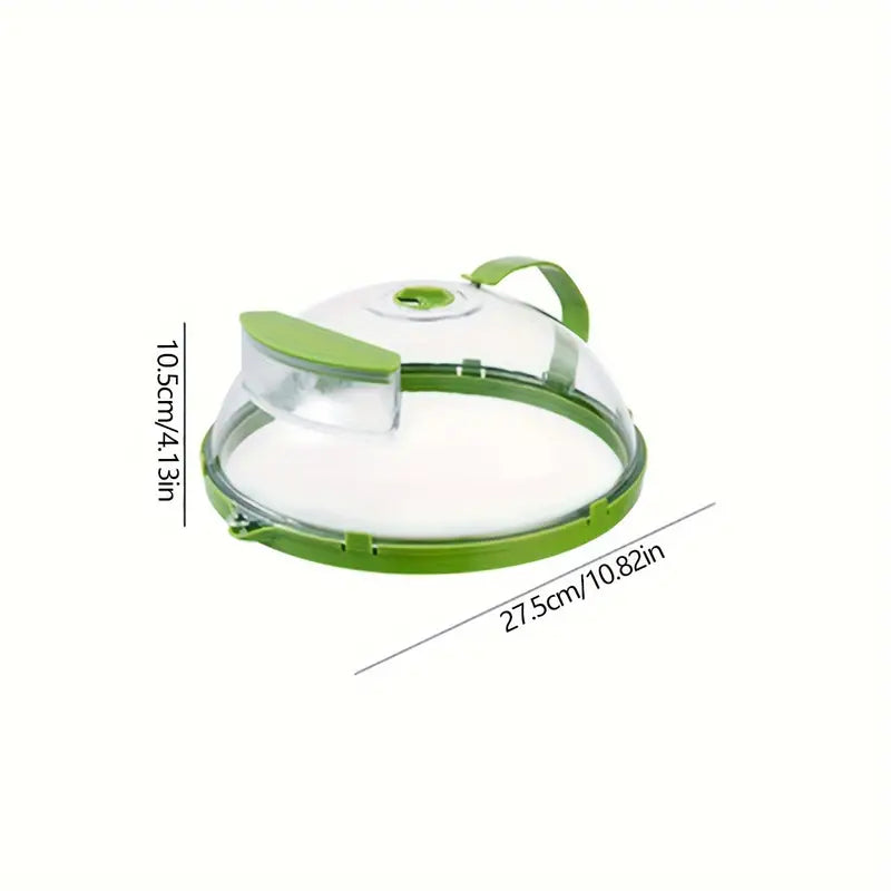Couvercle de micro-ondes transparent, trous d'aération, réchauffement uniforme, protection éclaboussures, cuisine propre.