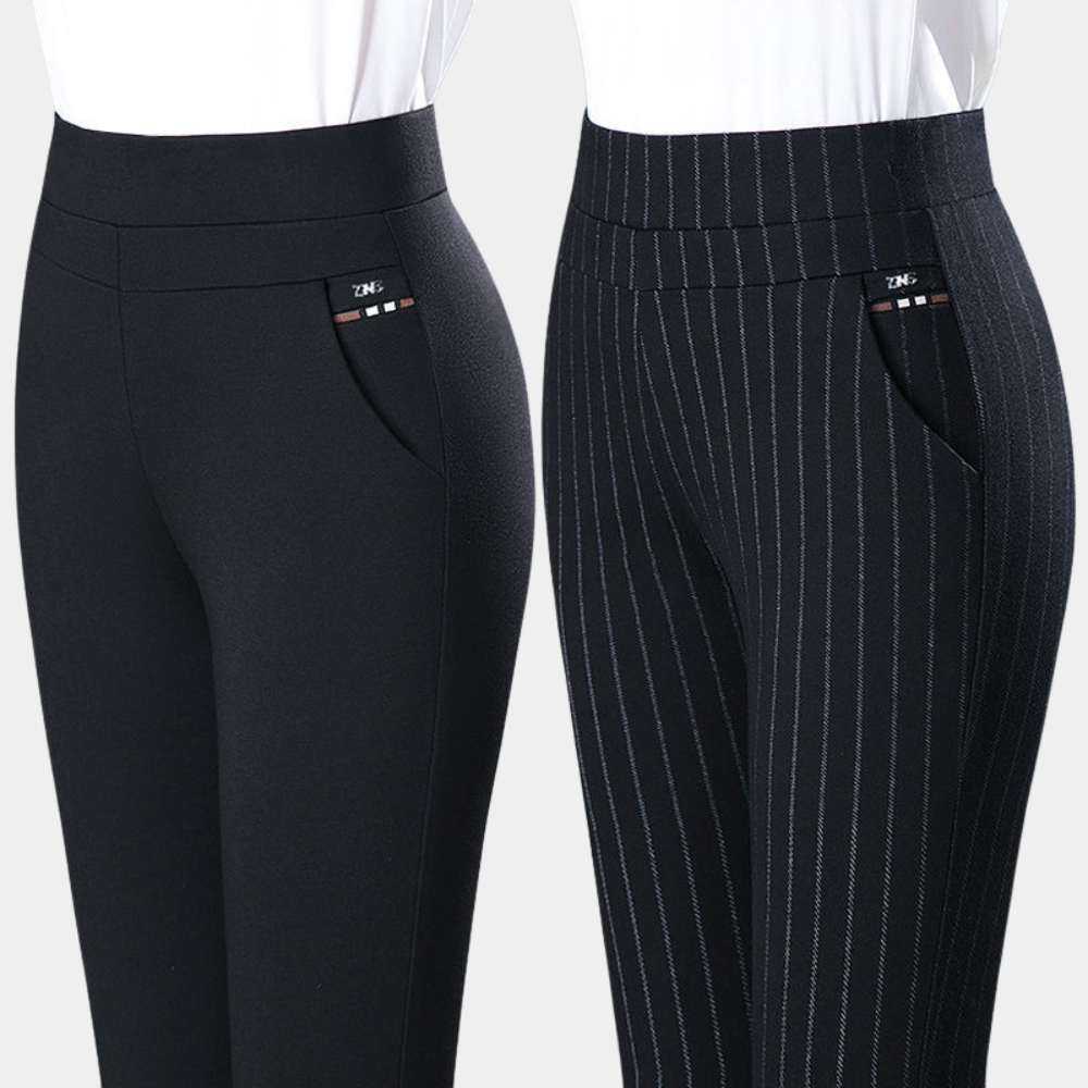 Eleganckie czarne spodnie damskie slim fit z wysokim stanem, modelujące sylwetkę, elastyczne dla wygody.