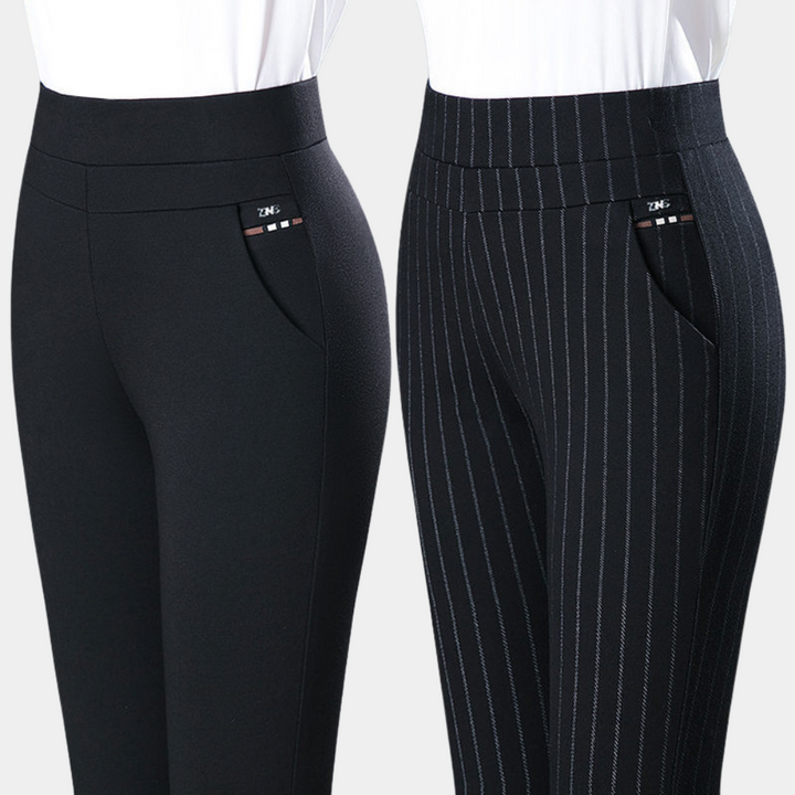 Eleganckie czarne spodnie damskie slim fit z wysokim stanem, modelujące sylwetkę, elastyczne dla wygody.