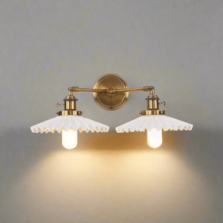 Antyczna Ceramiczna Lampa Kinkietowa z Podwójną Głowicą