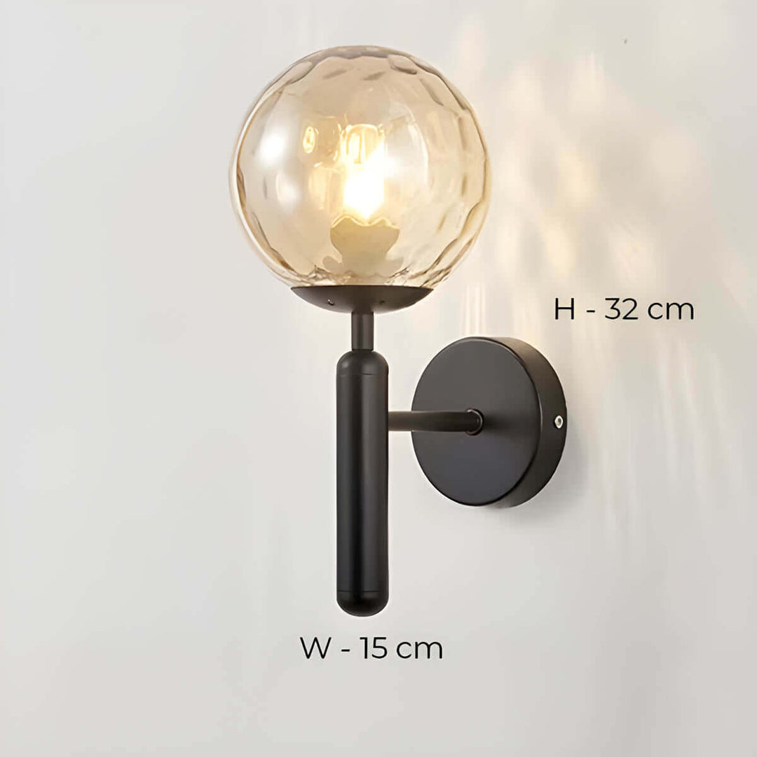 Szklana Lampa Ścienna Metalowa - Styl Vintage