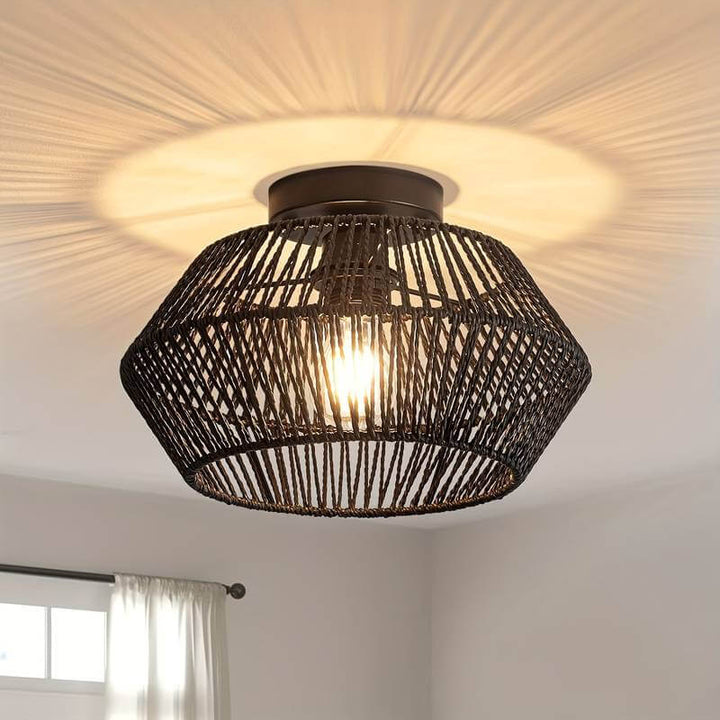 Lampa Sufitowa Rattanowa Boho Chic 30cm