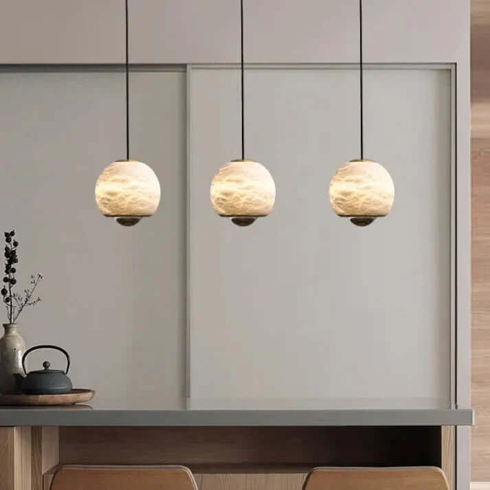Nordycka Lampa Wisząca Kula z Marmuru i Alabastru