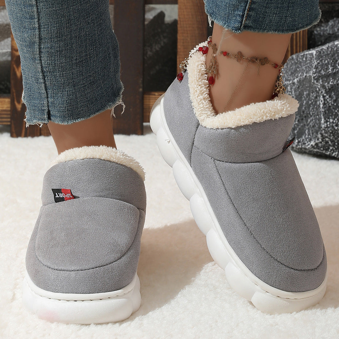 Damskie ciepłe sneakersy pluszowe na platformie, idealne na zimę i jesień.