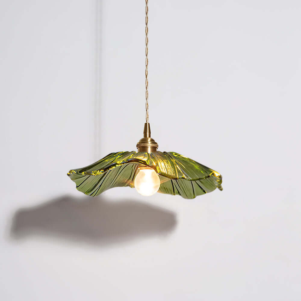 Kwiatowa szklana lampa wisząca z przezroczystym szkłem