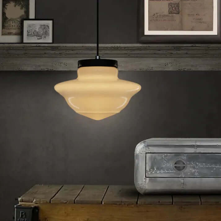 Wisząca Lampa Geometryczna Vintage: Mleczne Szkło