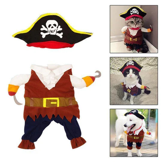 Kreatywny strój psa pirata w kapeluszu i chuście, oryginalny kostium na specjalne okazje, optymalny komfort
