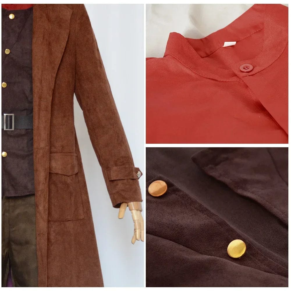 Kostium Hagrida Harry Potter dla dzieci, 6 elementów: kamizelka, koszula, pasek, spodnie, kurtka, sztuczna broda, wysokiej jakości.