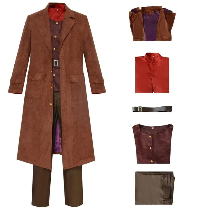 Kostium Hagrida Harry Potter dla dzieci, 6 elementów: kamizelka, koszula, pasek, spodnie, kurtka, sztuczna broda, wysokiej jakości.