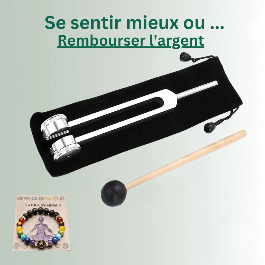 Srebrny kamerton terapeutyczny 128Hz, ergonomiczny design, do relaksu i akustycznego dobrego samopoczucia w domu.