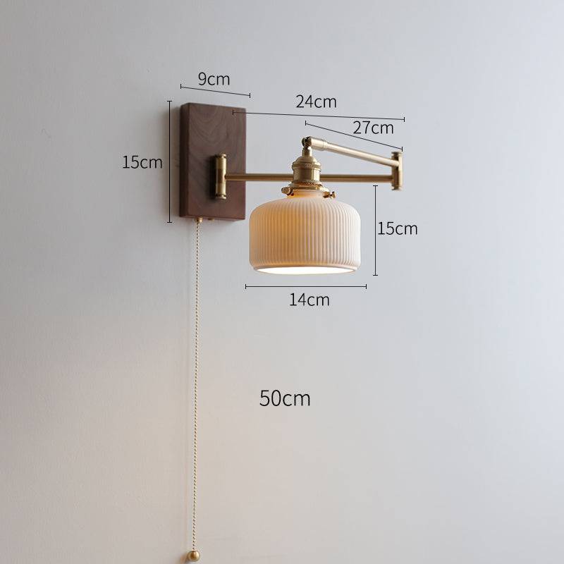 Nowoczesna lampa ścienna ceramiczna i drewniana