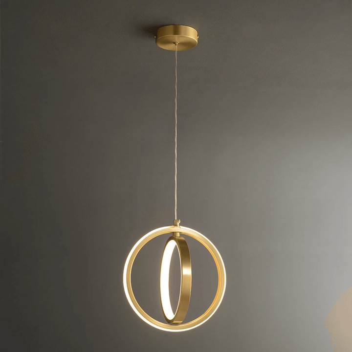 Wisząca Lampa LED z Dwoma Pierścieniami - Złoty Design